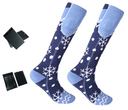 Hellery 1 Paire Chaussettes Chauffantes Électriques Nano-Fibres, Bas Thermiques Chauffants Intelligence, Chaleur Homogène, Taille Unique Extensible 39-46, pour Snowboard Randonnée, Bleu