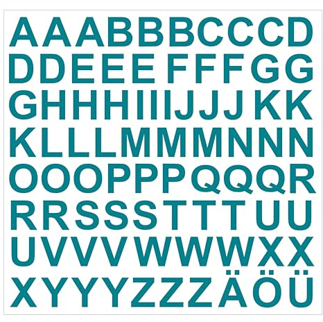 81 Klebebuchstaben MATT blau türkis türkisblau Höhe 3cm Folie wetterfest selbstklebend Buchstaben Aufkleber Sticker Klebebuchstabe Buchstabe Letter Großbuchstaben Großbuchstabe Beschriftung Modellbau
