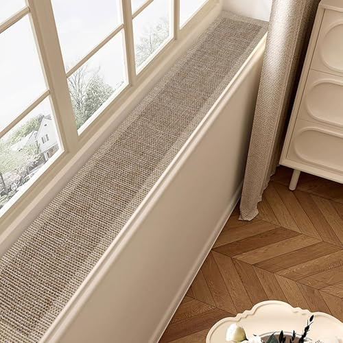 Window Sill Mat for Cats, Narrow Window Sill Protector Pad, Non-Slip Cotton and Linen Surface, for Bay Windows and Balconies(Grey,20x100cm/8x39in)