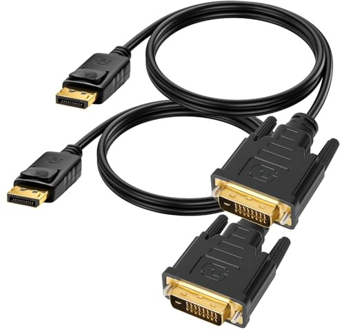 Pagaloce DisplayPort to DVI Cable 6FT, 2 Pack Gold-Plated Male to Male DP to DVI Cord Supports 1080P@60Hz, Compatible with Computer, Laptop, Monitor, Projector and HDTV