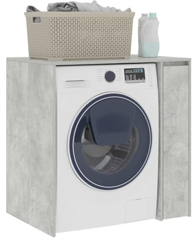 vidaXL Armario para Lavadora con Puerta Hormigón 87 x 60 x 89 cm, Almacenamiento para baño, Armario Rectangular Moderno, Espacio Amplio, Resistente al Agua, diseño Elegante, fácil de armar