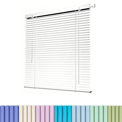 Tapparelle per Finestre, Veneziane da Interno Senza Fori, Tende Veneziane da Esterno Protezione da Luce, Lamella da 25mm Alluminio Persiane per Casa Ufficio Bagno(Bianco)