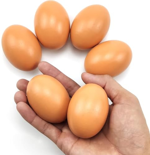 YIPFEN Set di 6 Uova Finte in Legno, Uova Decorative per Supporto alla Produzione di Uova di Pollame, Uova da Nido, Uova da Dipingere, Pasqua