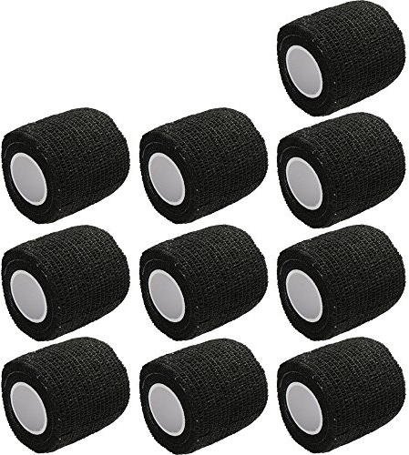 E Support 10Stk Schwarz Rollen Kohesive Selbsthaftende Bandagen Fingerpflaster Fingerverband Wundverband selbstklebend wasserfest 4.5mx5cm