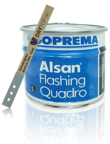 ALSAN Flashing Quadro - 5,0kg/Gebinde - RAL 7040 fenstergrau - einkomponentiger Polyurethan Flüssigkunststoff zur absolut sicheren Abdichtung und Herstellung von Details und Anschlüssen im Flachdach