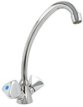 tecuro -83000- Spültischarmatur Küchenarmatur Zweigriffarmatur NIEDERDRUCK, verchromt
