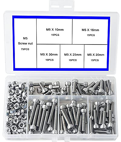 newlng M5 Innensechskantschraube 304 Edelstahl Sechskantschraube Kopf Mechanische Teile A2-70 Schrauben Set Bolzen und Mutter Kombinationsbox Zylinderschrauben Mit Innensechskant