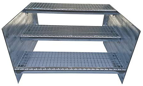 Gitterrost Stahltreppe 3 Stufig Komplett-Set 1000 mm breit