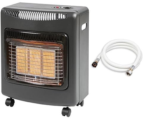 FAVEX - Chauffage d'appoint à gaz Ektor Mini - Livré avec tuyau à visser - Intérieur - Brûleur Céramique Infrarouge - 3 Puissances de Chauffe -jusqu'à 40 m² - Noir