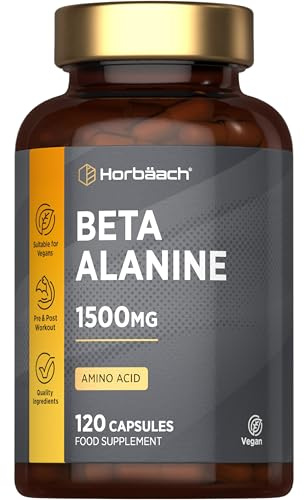 Beta Alanine 1500mg | 120 Vegan Capsules | Premium Amino Acid Supplement for Men & Women | by Horbaach