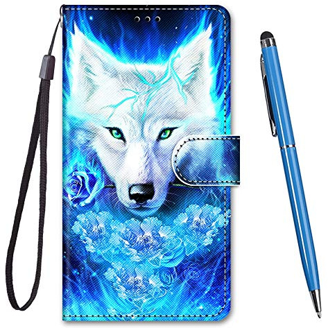 TOUCASA für Xiaomi Redmi Note 10 Pro Hülle,Handyhülle für Xiaomi Redmi Note 10 Pro Max,Premium Brieftasche PU Leder Flip [Kreativ Gemalt] Case Handytasche Klapphülle (Blu-Ray Wolf)