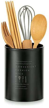 Porta Posate Mestoli Utensili Cucina: Vaso Porta Mestoli Da Cucina Nero in Inossidabile Porta Posate Da Scolare Vintage in Stile Nordico Durevole Scola Organizzatori di Posate con Superficie Opaca