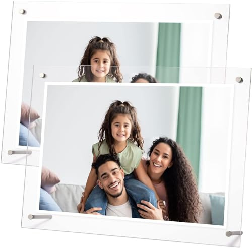 Acrylic Photo Frame A4, Double Panel Clear Picture Frames 33.5x24.5cm, Stylish Acrylic Frame, Display Vertical or Horizontal for Happy Moment, Home, Office, Certificate, Artwork（2 PCS）