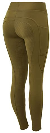 HORZE Damen Thermoreitleggings Active mit Handytasche, Winterreithose, Thermo Reithose Damen, Grün, 36