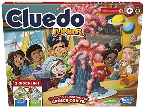 Hasbro Gaming Cluedo Junior - Juego de Mesa 2 en 1 con Tablero Delantero y Trasero, Juego de investigación para niños y niñas a Partir de 4 años para 2-6 Jugadores