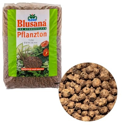 Blusana Pflanzton-Granulat Blähton 5l | Pflanzsubstrat für Hydrokultur | Ton-Granulat Körnung 8-16mm Drainagematerial & Bodenauflockerung