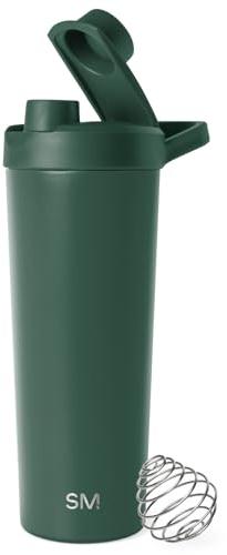 Simple Modern Shaker-Edelstahl-Flasche mit Ball | Metall-Isolierbecher für Proteinshakes, Shakes und Pre-Workout-Getränke | Rally | 710ml | Forest