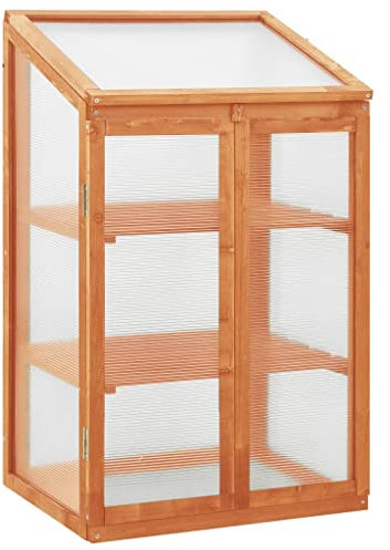 HOVOTHY Gewächshaus 60x45x100 cm Tannenholz Wintergarten Gewächshaus Balkon Gewächshaus Winterfest Tomatengewächshaus Wintergewächshaus mit Klappdeckel Schutz der Pflanzen vor Kälte