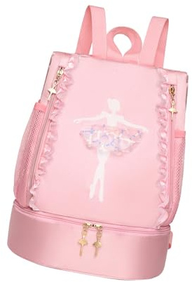 Amagogo Ballet Bag - Lace Gymnastics Bag for Girls, Ballet Clothes, Travel, Fitness - Pink