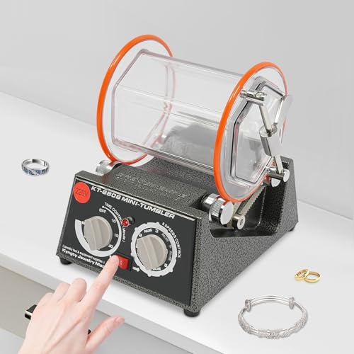 Kozivmo Tambor de pulido para joyas, 3 kg, tambor rotativo, pulidora con barril de cristal, 220 V