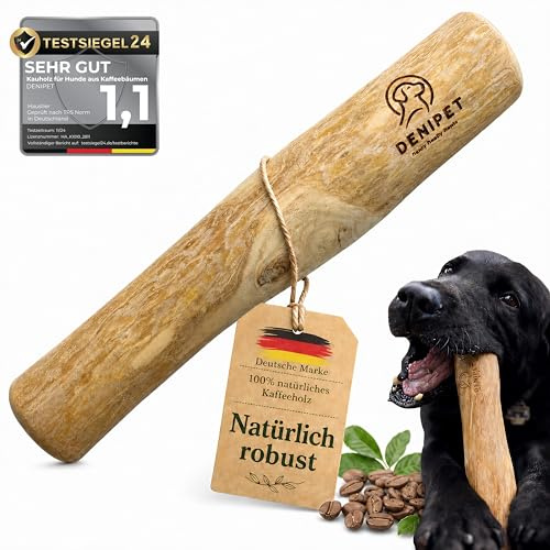 DENIPET® Madera de café para perros y cachorros – Madera masticable para perros, juguete masticable sostenible, hueso masticable para el cuidado dental, juguete para perros y empleo, ideal como