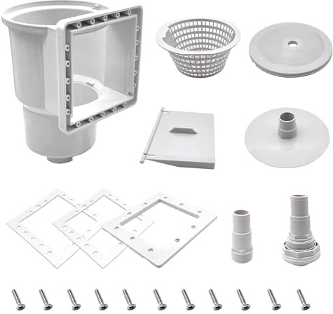 Above Ground Pool Skimmer,Thru-Wall Skimmer,Above Ground Pool Skimmer（With Accessories）Opening Width 6 Inches,Compatible With All Standard Pool Wall Openings,Replace SP1091LX Above Ground Pool Skimmer