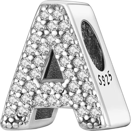Jokmeo 925 Sterlingsilber Damen Buchstaben-A-Z-Anhängerperlen, kompatibel mit Pandora sowie europäischen Armbändern und Halsketten, passend für Frauen und Mädchen.ZM3