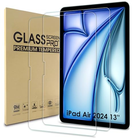 WD&CD 2 Piezas Protector de Pantalla Compatible para 13'' iPad Air 2024 Cristal Templado, Alta Definicion, Cristal Templado Film Compatible con iPad Air 13'' (2024) Protector Pantalla
