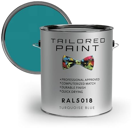 Tailored Paint uPVC Window & Door 1K Paint Brush or Spray On - Satin Finish - RAL5018, Turquoise Blue - 250ml Tin