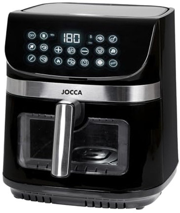 JOCCA - Friggitrice ad aria calda 9L | Friggitrice senza olio 9 Litri| Air Fryer grande capacità| Timer| Temperatura regolabile| Cucina sana| Potenza 2200 W | Programmi| Schermo tattile (nero)