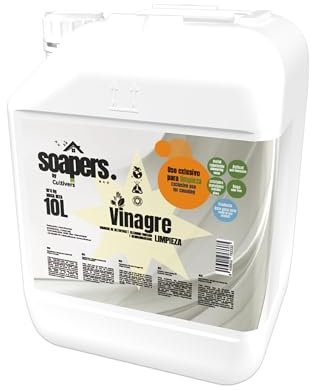 SOAPERS Vinagre de Limpieza Concentrado, 100% Natural, Limpiador Multiusos Potente para el Hogar (10 L)