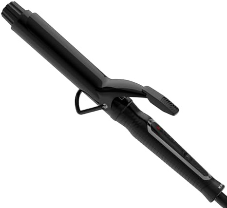 Curling Iron with Clamp, Ceramic Coating 32MM Long Barrel Adjustable Temp LED Display for Long Hair Instant Heat up to 232°C Professional Curling Wand Dual Voltage