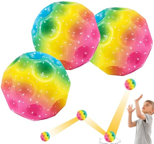 Mecctuck 3 Stück Jump Ball, Moon Ball, Moon Galaxy Ball, Bouncing Ball, Hohe Springender Gummiball, Bouncer Ball, Moonball, Kinder Outdoor Spielzeug, Bouncer Ball, Bouncing Ball Springball für Kinder