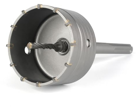 BINOTA 100mm Schwerlast-Betonbohrkrone – SDS-MAX (220mm) – Trockenbohren | Hartmetall-Kernbohrer mit Kreuz-Zentrierbohrer für Trockenbohren in Beton, Ziegel, Mauerwerk, Stein. SDS-MAX-Aufnahme