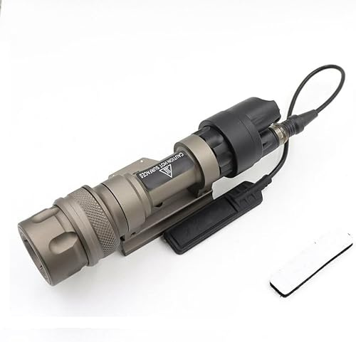 HATSEN Lampe torche tactique infrarouge M952V - 500 lumens - Lumière blanche et infrarouge - Clignotant en métal - À libération rapide - Brun clair