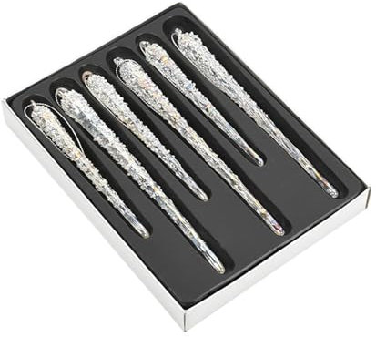 Colcolo 6x Glass Icicle Ornament Christmas Decorations Glittering Charm Pendant Christmas Tree Ornaments for Holiday Thanksgiving Party