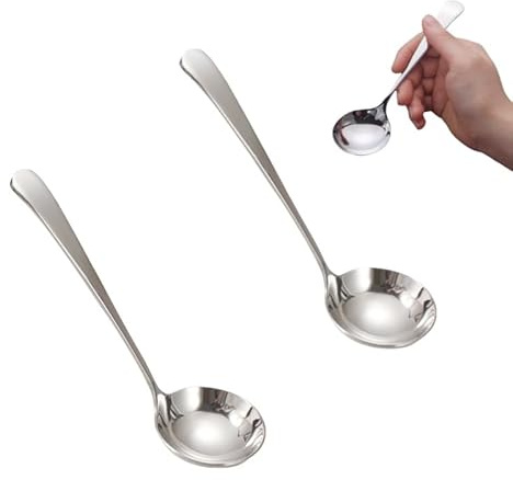 Lot de 2 louches à sauce de 20 cm, louche de service, louche à sauce en acier inoxydable 18/10, pour la cuisine et le service de sauce (argent)