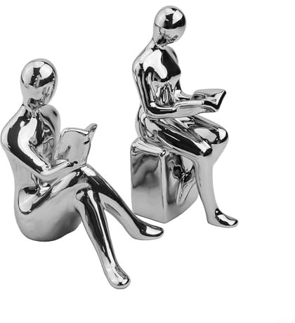 Skulpturale Buchstützen aus Stein mit moderner Anziehungskraft funktionale Kunst für Ihren Arbeitsraum (Büchermappe (Silber))