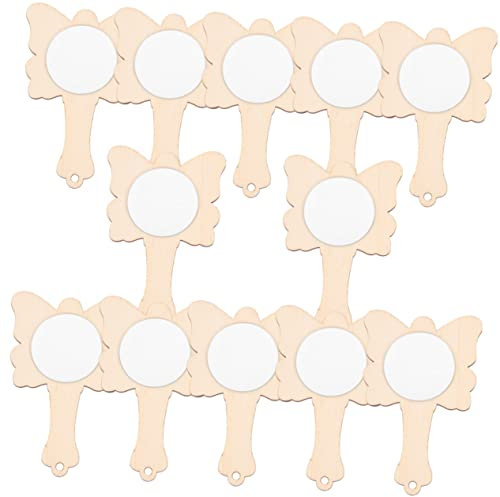 KONTONTY 12stücke Handspiegel Unlackierte Mini Holzspiegel Für Mädchen Basteln Und Malen Aktivität Für Und Kindergärten