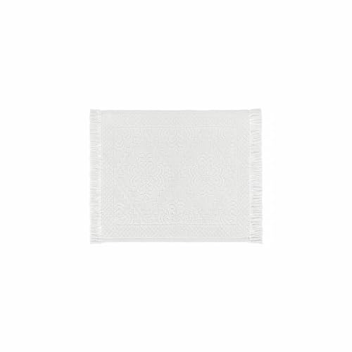 Loberon Badematte Mivorex - Angenehm Weich - Detailreiche Muster - Seitliche Fransen - Badteppich - Badtextilien - Baumwolle, weiß