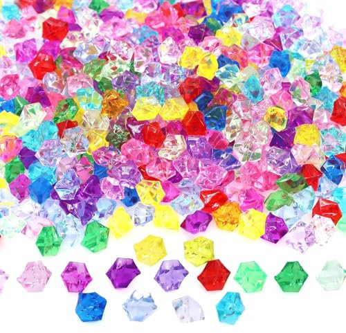 Canollo 100 Stück Edelsteine für Kinder, Acryl Diamanten Deko, Muggelsteine Bunt Kinder, Bunt Acryl Edelsteine für Hochzeiten, Tischdekorationen, Vasenfülle, Kunsthandwerke Deko und Diamant Spiel