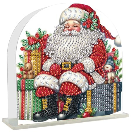 DCIDBEI Porta Tovaglioli Pittura a Diamante 15x15cm Diamond Painting Portatovaglioli Moderno Pranzo in Stile Retrò Dipingi con i Numeri Dispenser per Tovaglioli Ristoranti Caffè Cucine Babbo Natale