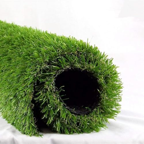 LSSHQ Kunstrasen 25 mm Höhe Wetterfest Rollrasen Grasmatte, für Balkon, Terrasse, Garten, Grün Mit Drainagelöchern Robust & Langlebig UV-Beständig(3.2ftx6.5ft)
