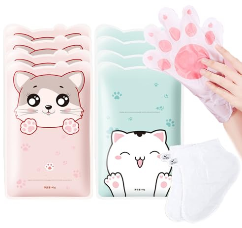 8 Paar Handmaske und Fußmaske gegen Hornhaut Entfernen, Feuchtigkeit Fussmaske Socken, Fussmaske Sehr Trockene FüSse, Handpflege Handschuhe, Anti Hornhaut Socken für Hände und Füße