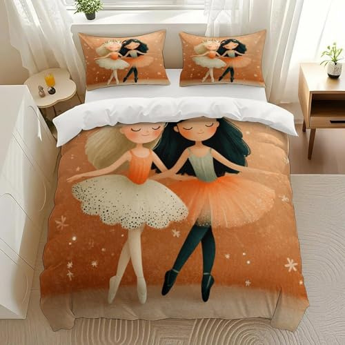 Askdfdf Dance Duo Bedding Comforter Sets Bedding Set 3 Pieces (1 Duvet Cover 2 Pillowcases) with Zipper Closure Lightweight