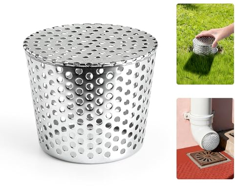 Goldeluxe Protezione Anti-Foglie in Acciaio Inox per grondaie e pluviali 90-110 mm. Filtro Durevole per Scarico Tetto Piano e Tubo discendente, previene Le ostruzioni e garantisce deflusso Libero