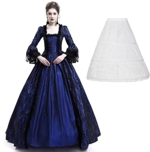 CAMDOM Robe Victorienne Médiévale pour Femme Gothique de Soirée Cocktail Elegante Lolita Party Swinging avec Jupon
