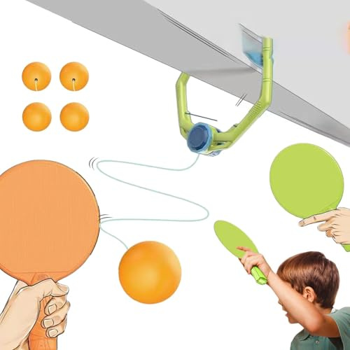 Tischtennis-Selbsttraining-Set – Tischtennis-Trainer höhenverstellbar, zum Aufhängen im Innenbereich, Selbsttrainingsset, Laptoptrainer