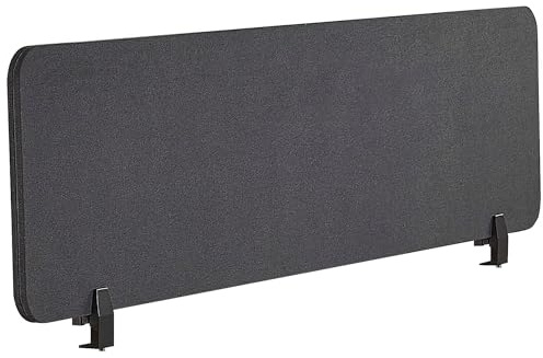 Beliani Schreibtisch Trennwand Akustik Polster dunkelgrau 120 x 40 cm Schallschutz Wally