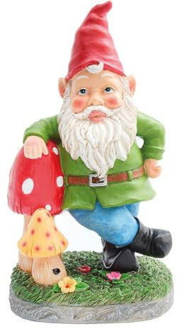Coopers of Stortford - Whistling Garden Gnome with Motion Sensor - Battery Operated Outdoor Polyresin Ornament for Front Door or Flowerbed